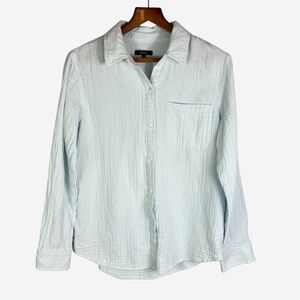 Quince 100% Organic Cotton Gauze Long Sleeve Shirt Womens Size M Pale Blue
